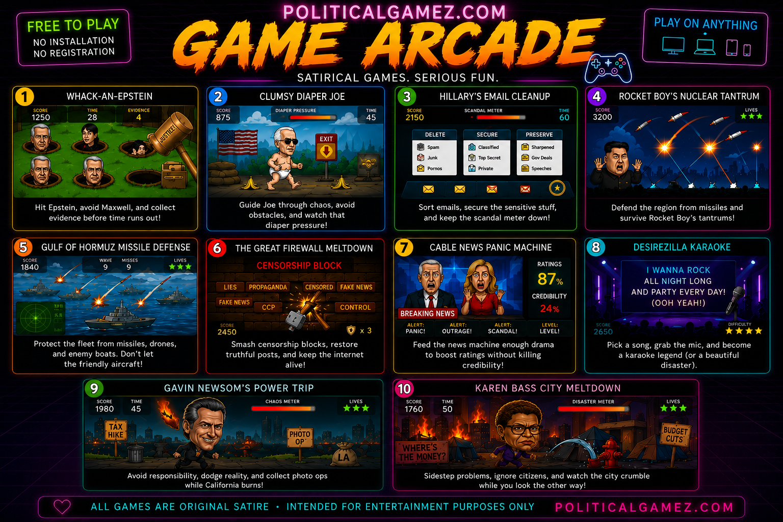 DesireZilla Game Arcade clickable game poster